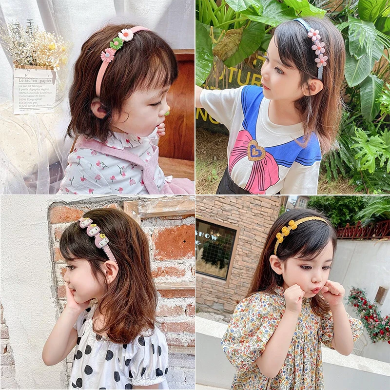 2/3/5 Pcs/Set Children Cute Acrylic Cartoon Flower Bow Hairbands Baby Girls Lovely Hair Hoop Headbands Kids Hair Accessories