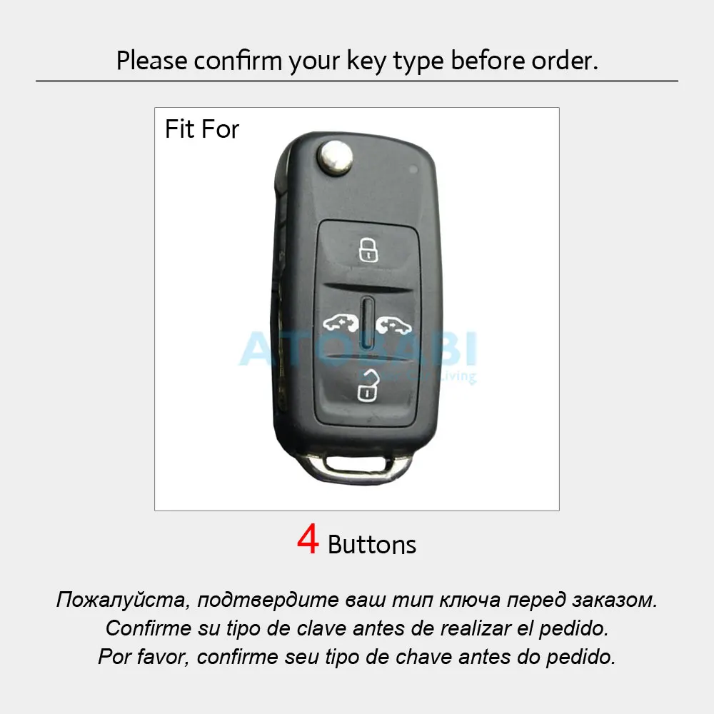 Leather Car Key Case For VW Volkswagen Multivan Sharan Crafter Seat Alhambra 4 Buttons Flip Remote Control Fobs Protector Cover