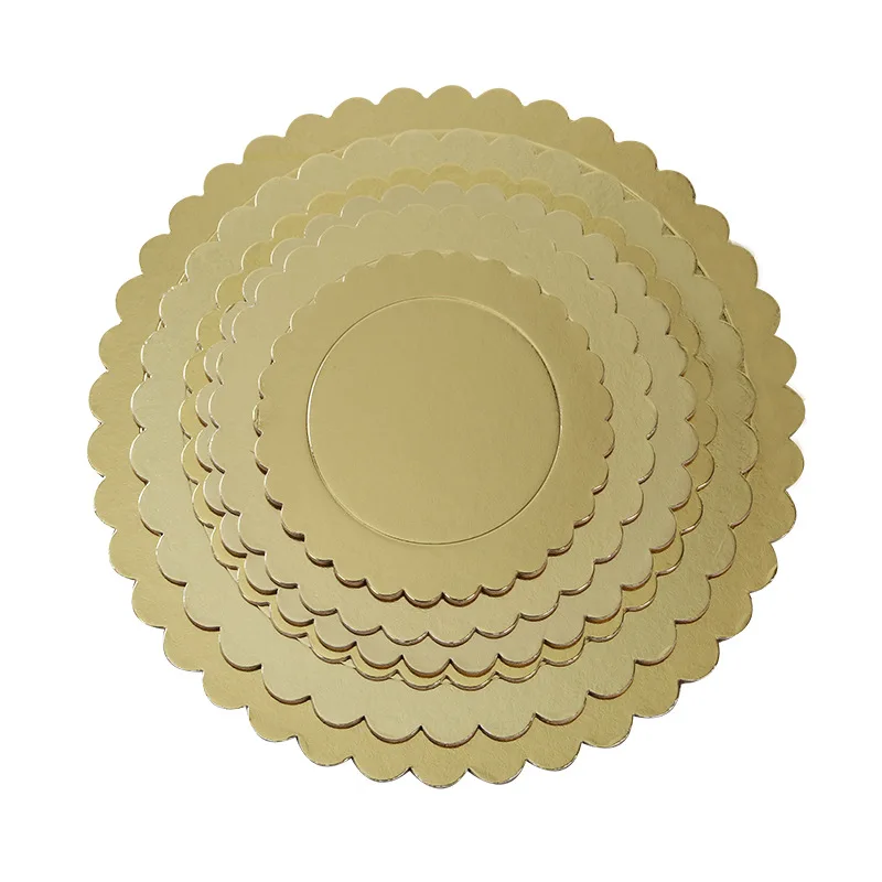 5pcs Gold Cakeboard Round Disposable Cake Circle Base Boards Round Coated Cake Plate Circle Cakeboard Base