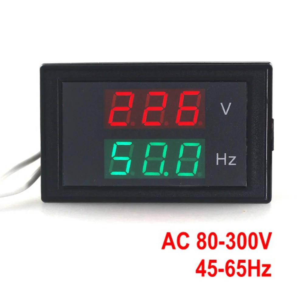 Dual Display Spanning Frequentie meter AC 80-300.0V 45-65HZ Frequentie Teller Voltmeter Hertz/HZ Meter met Rode Led