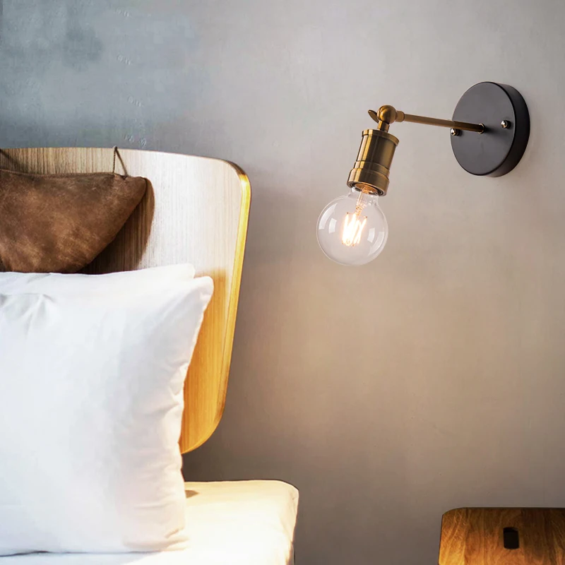 American Country Creative Retro Industrial Style Wrought Iron Wall Lamp Designer Lamp Aisle Stairs Bedside Rotating Lamps