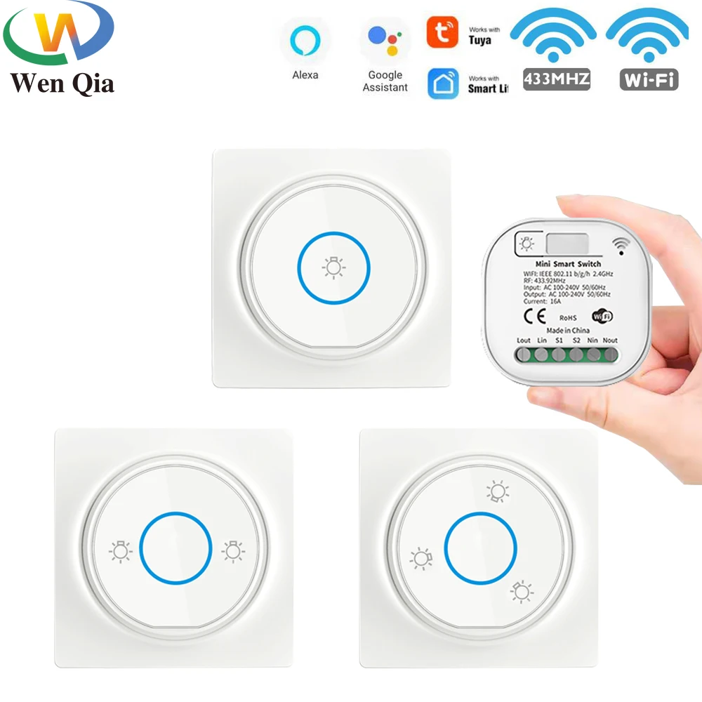 

Smart Home WiFi and RF Smart Light Switch Kinetic Wireless Self Powered Wall Switch Remote Control 2Way Timing Module 220V 16A