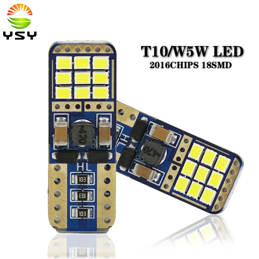 

YSY 100pcs T10 2016 18SMD Led Canbus W5W Led Bulbs 168 194 6000K White Dome Reading License Plate Light Car Interior Lights Auto