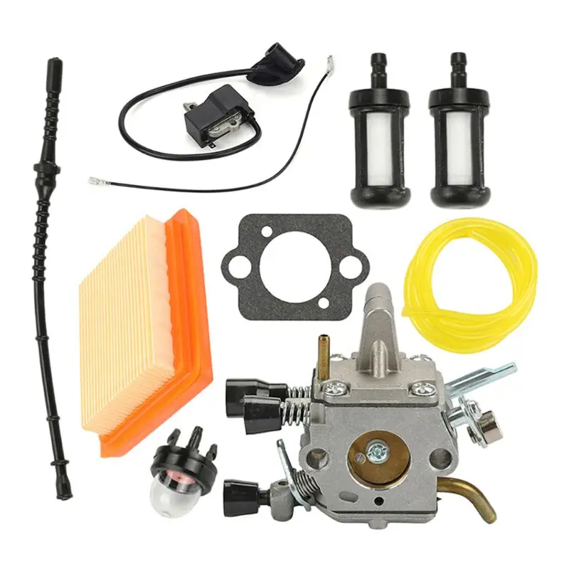 Imagem -03 - para Stihl Fs120 Fs200 Fs250 Fs250r Fs350 Trimmer Brushcutters Kit Carburador 41341200603 41344001301 41341410300 Bobina de Ignição