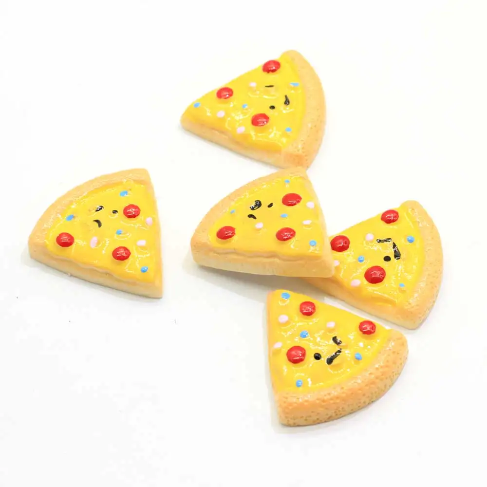 2021 New Kawaii 25MM Smaller Resin Pepperoni Pizza Cabochons Flatback Japanese Cuisine Resin  Charms Cabochons Or