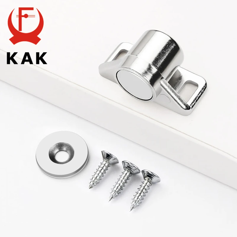 KAK خزانة مغناطيسية فضية تلتقط بابًا قويًا أقربًا، باب مغناطيسي خالٍ من اللكمات، مزلاج مغناطيسي قوي للغاية للدرج #4