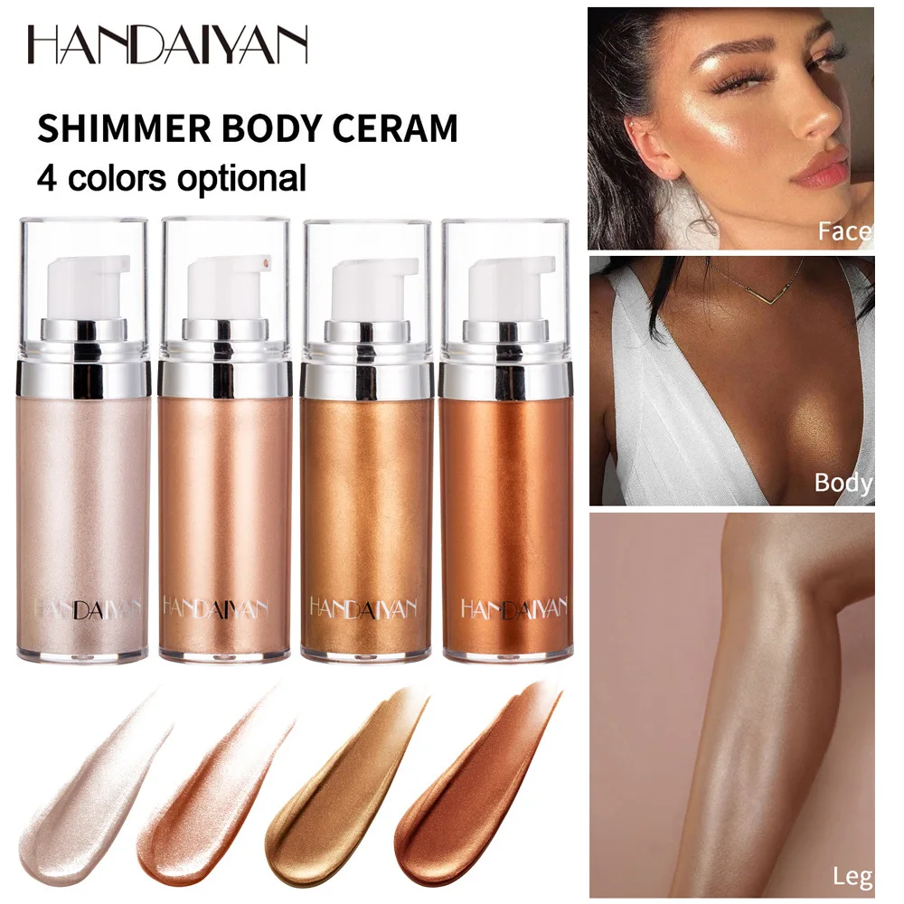 HANDAIYAN Shimmer Liquid Face & Body Highlighter Cream Waterproof Brighten Modification Concealer Makeup Cosmetic