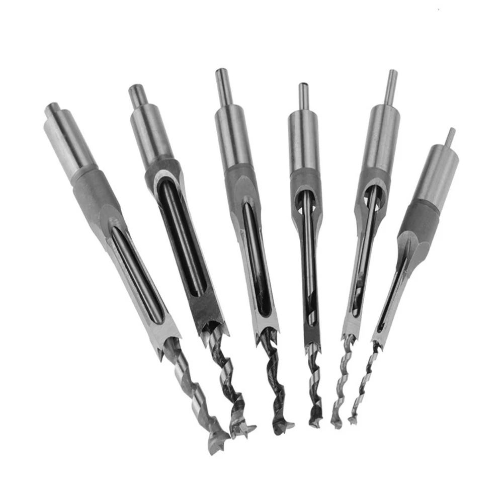 HSS Twist Drill Bits Woodworking Drill Tools Kit Set Square Auger Mortising Chisel Drill Set Square Hole Extended Saw 6.4mm~16mm