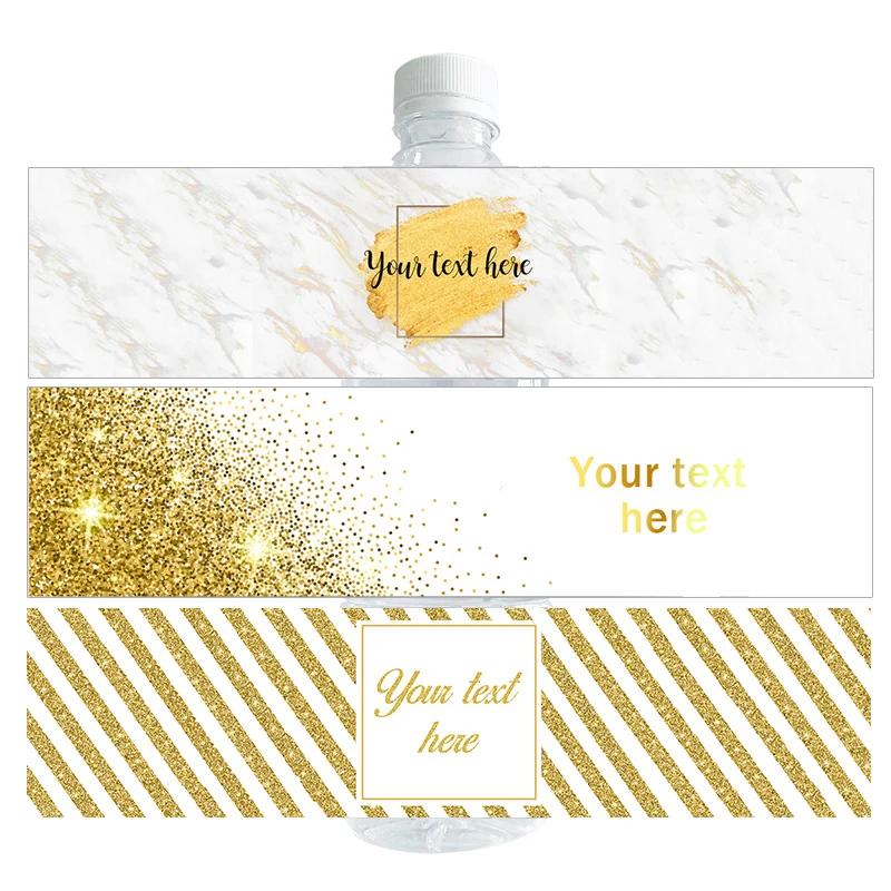 30pcs Custom Name Luxury Personalized Gold Water Bottle Wine Labels Candy Bar Wrapper Baby Shower Birthday Party Decoration