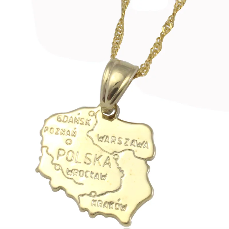 Poland map pendant & necklace for women & men, country map Polska map jewelry