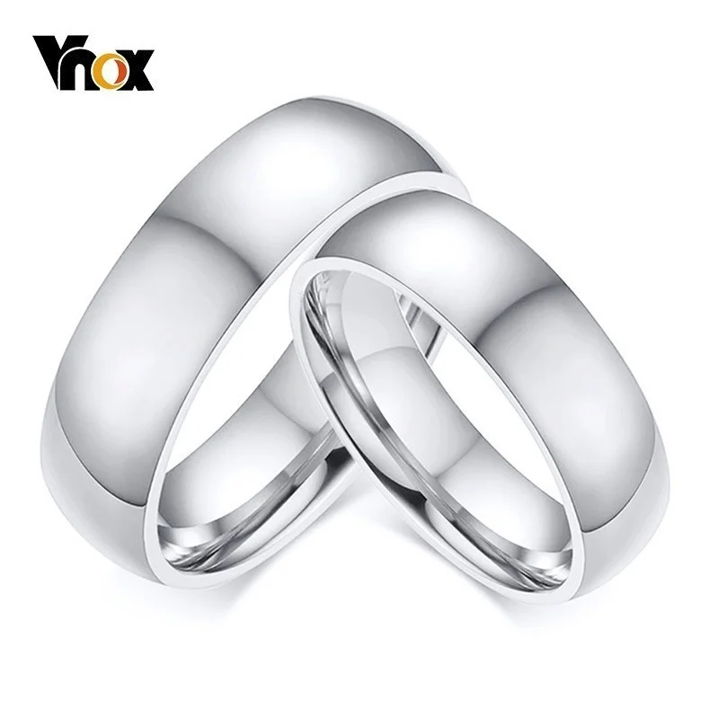 Vnox Never Fade Wedding Bands for Women Men Couple Rings Stainless Steel Anti Allergy Classic Rings Lovers Gift