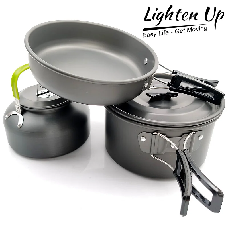 

Lighten Up 2~3 Person Aluminum Alloy Camping Picnic Teapot Pan Large Capacity Outdoor Tableware Cookware Hiking Cooking Pots