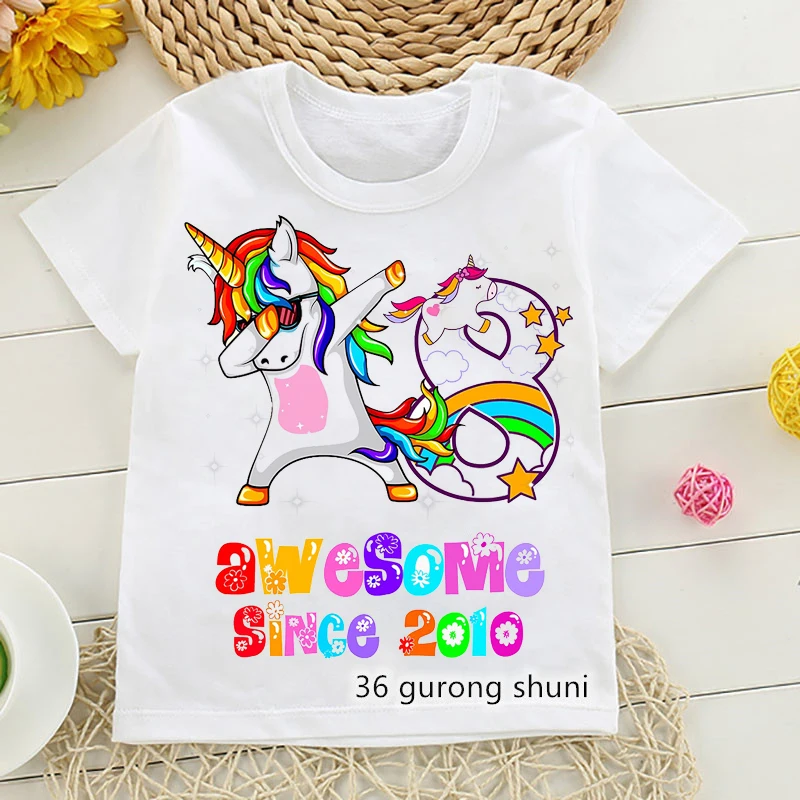 

Awesome Since 2021 Unnicorn Harajuku Anime Cartoon Print T Shirt Boys Kid Children Clothes T-Shirt Number 7 8 9 Birthday Gift