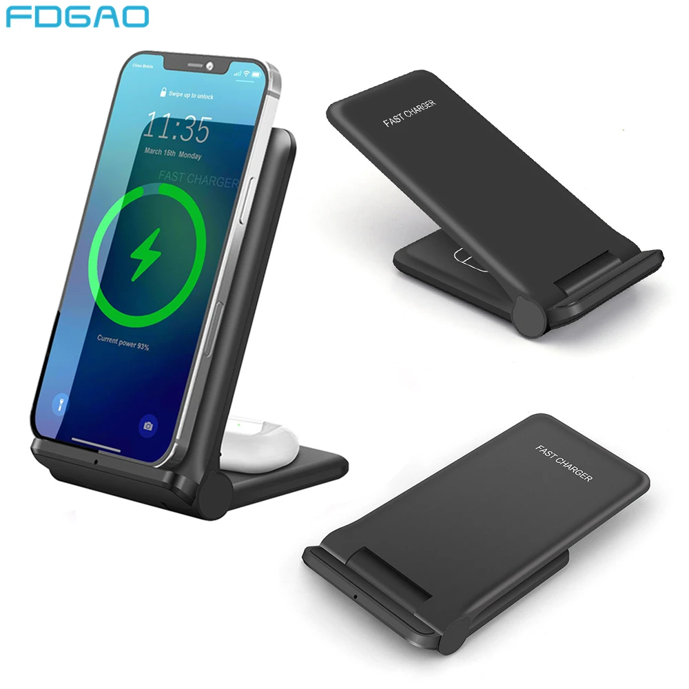 25W 2 in 1 Wireless Charger Dock Station For iPhone 14 13 12 11 XS XR 8 Airpods Pro Foldable Fast Charging Stand For Samsung S22