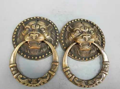 

Collection Chinese pure brass tiger head door rings arts crafts statue