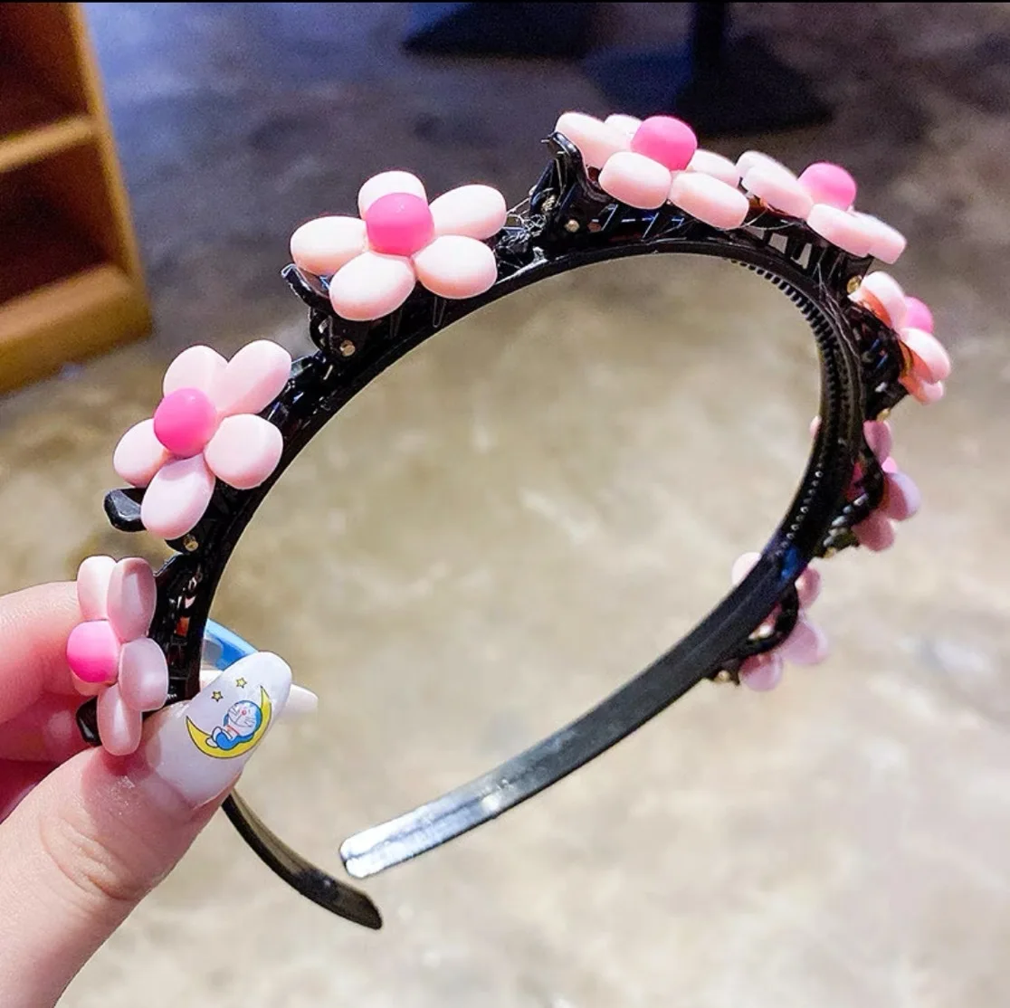 2021 New Children\'s Sweet Cute Flower Cartoon Braided Hair Band Hairpin Jewelry Girl Accessories Headwear