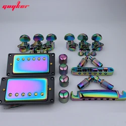 GUYKER Chameleon Rainbow Set Pickup + Lock String Tuners + Potentiometer Cap + Tune O Matic Electric Guitar Bridge for LP Guitar