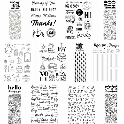 Thanks Hello Noel A-Z Letter Words Sentence Happy Days Kitchenware Snowflake Flower Clear Silicone Stamps Decorate Cards Craft