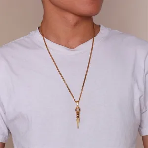 Vnox Punk Stainless Steel Buddha Tibet Perlindungan Kalung untuk Pria, Vajra Belati Santo Pelindung Amulet Liontin Doa Perhiasan 12 kalung vajra penjualan terbaik - №