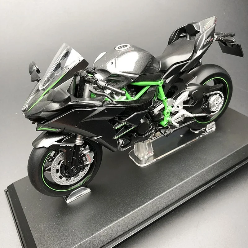 Diecast 1:12 Simulation Vehicles 17cm Kawasaki H2R H2 Aolly Model Motorcycle Collection Desktop Ornaments Gift for Boy