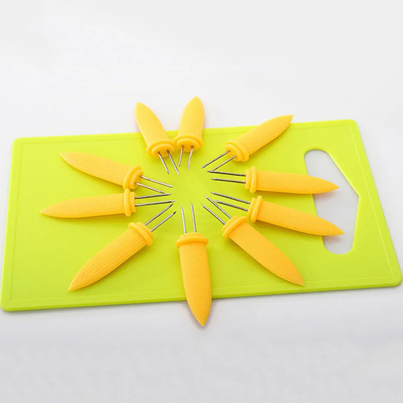 10PCS/set Fruit Forks Kitchen Gadgets Stainless Steel  Corn Holders Fork  Camping Accessories Multi-Function Barbecue Tools