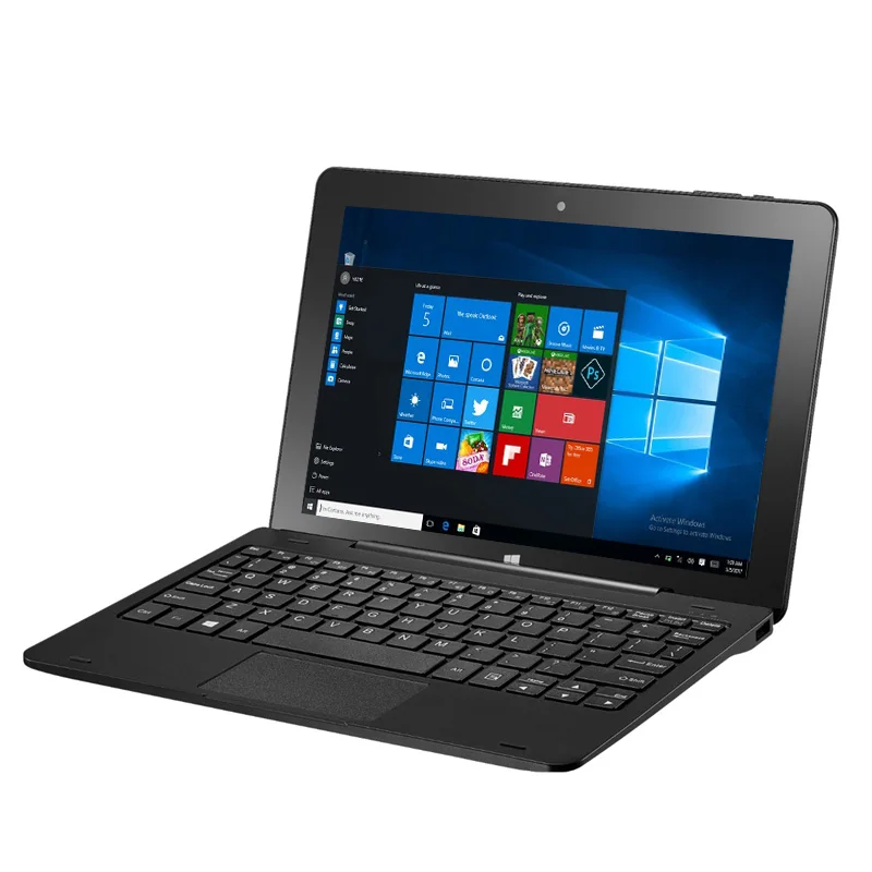 Win10-Tablette 2 en 1 de 10.1 Pouces, 2 Go/32 Go, avec Clavier d'Accueil à Broches, CPU, WIFI, Bluetooth, GPS, Type-C, Caméra de Tourisme