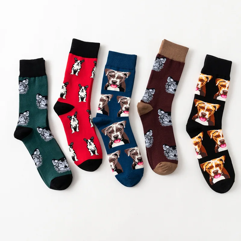 Men\'s Animals Dogs Unisex Dress Cotton Puppy Funny Street Socks Casual Cotton Sport Pug Hot Sale Skateboard Female Sox European