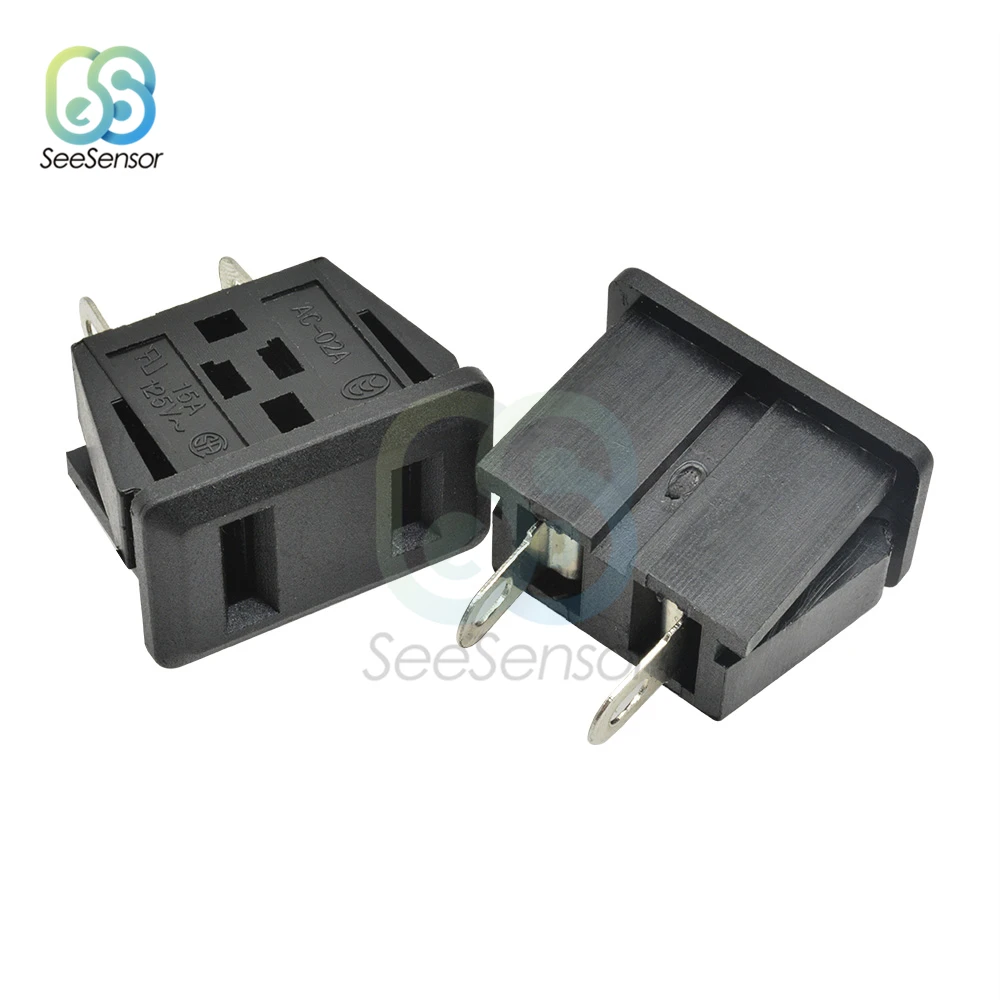 5pcs AC 15A 125V 2 Pin US Plug Panel Mount US Outlet Power Socket Black