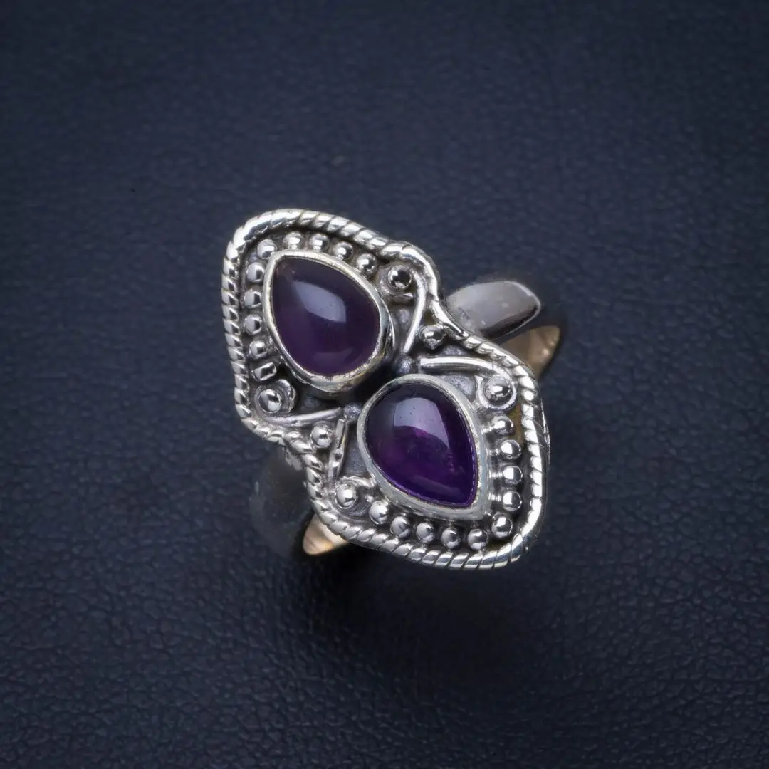 

Natural Amethyst Handmade Unique 925 Sterling Silver Ring 6 B1319