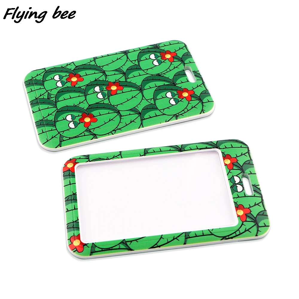 Визитница Flyingbee X1768 с зеленым КАКТУСОМ, чехол для кредитных карт, удостоверения личности, Студенческая дорожная сумка для женщин, бейдж для банковских карт в автобусе