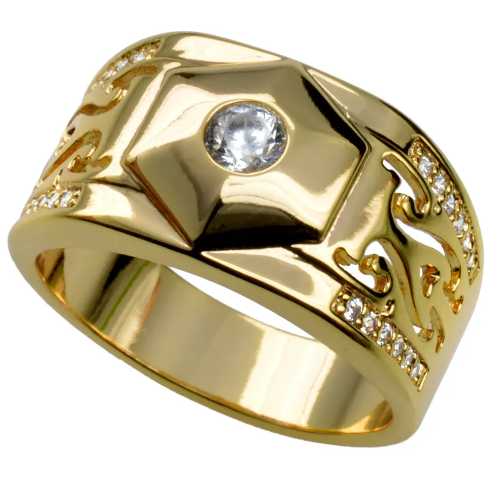 Men gold Vacuum plating wedding engagement ring band (R285) Size 8 9 10 11 12 13 14 15