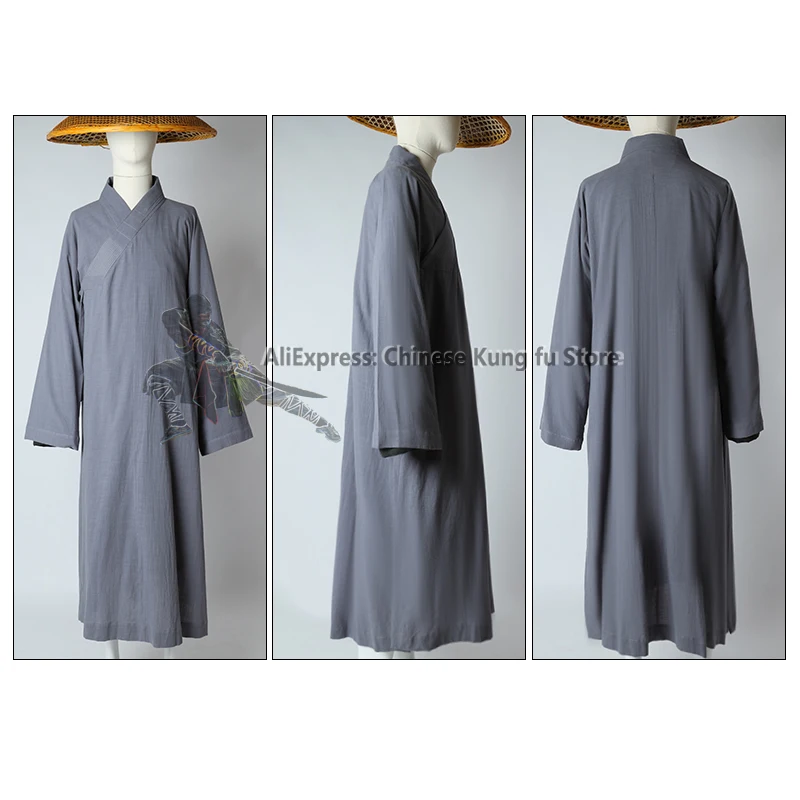 Soft Cotton Linen Buddhist Monk Robe Shaolin Kung fu Suit Martial arts Tai Chi Wing Chun Uniforms Meditation Dress