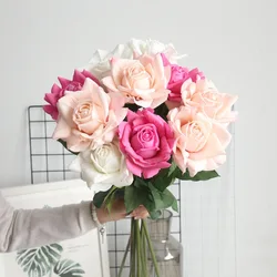 3Pc 71cm Moist Feel Rose Artificial Flowers Latex Roses Flower Home Decoration Wedding Road Lead Flowers Marriage Bridal Bouquet
