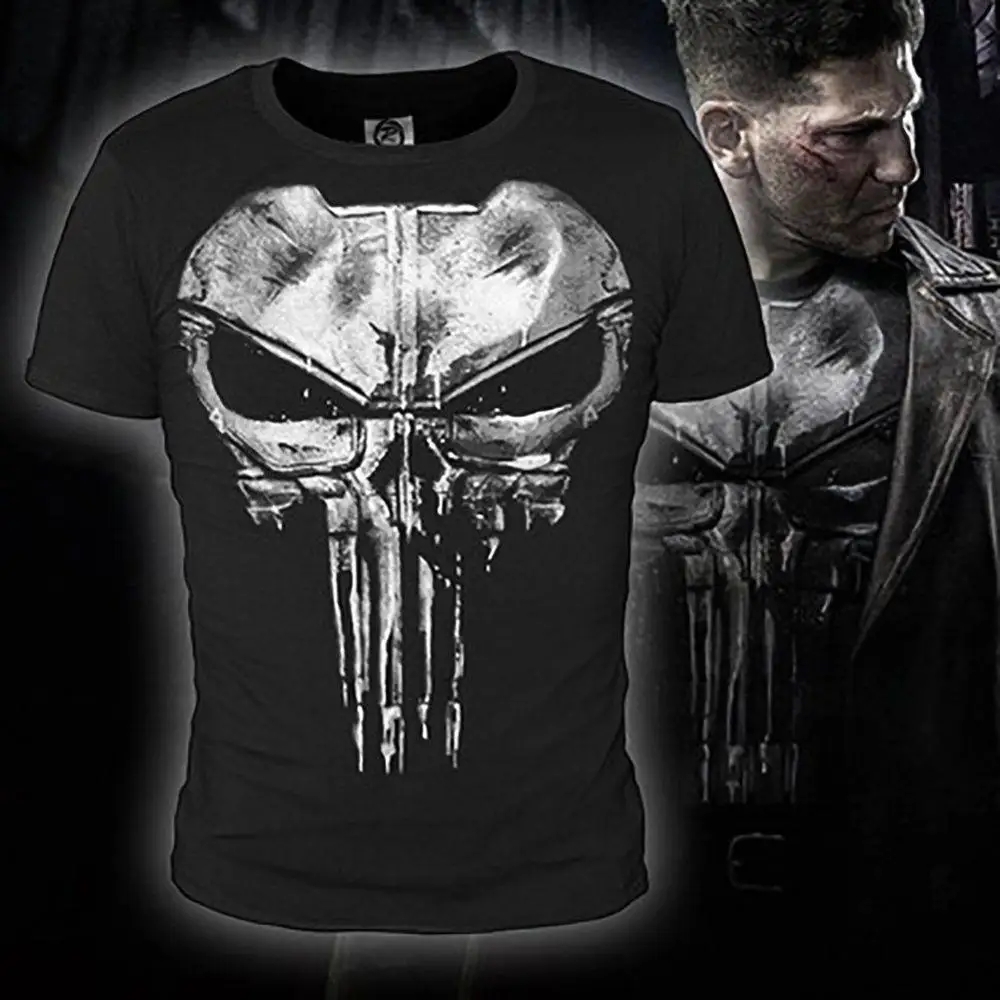 Punisher Streetwear Tshirt Men Hip Hop Funny Compression Shirts Mens T Shirts Fashion Boyfriend Gift Cotton Print Casual T-shirt