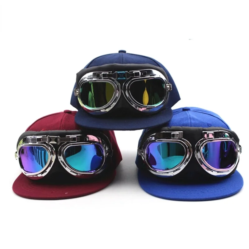 Child pilot glasses baseball cap sanpback Europe and America Non-mainstream  boys girls hip hop cap Parent-child baseball cap