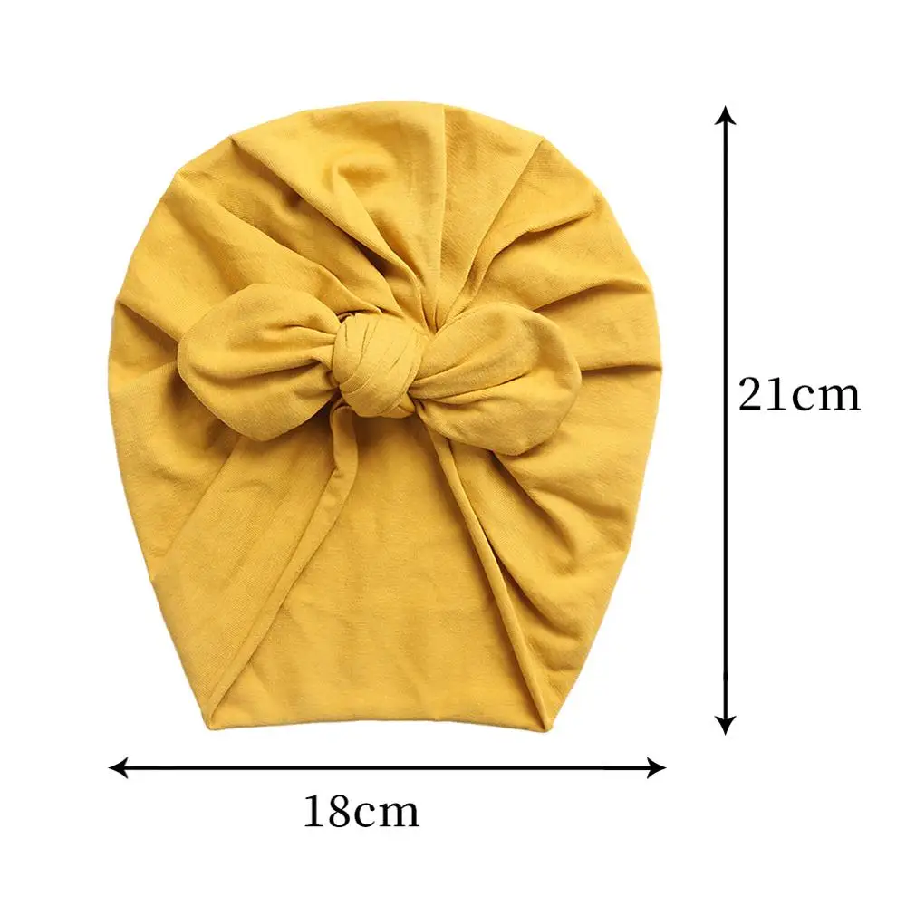 Solid Baby Cotton Beanies Cute Bear Ear Bowknot Turban Hats Sweet Soft 0-4T Elastic Caps for Newborn Baby Boy Girls Headwraps