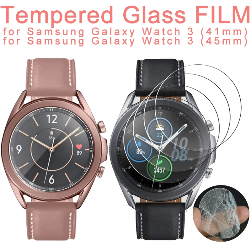 3 Pieces Tempered Glass Protection For Samsung Galaxy Watch 3 41mm 45mm For Samsung Smart Watch 9H Screen Protector Glass Film