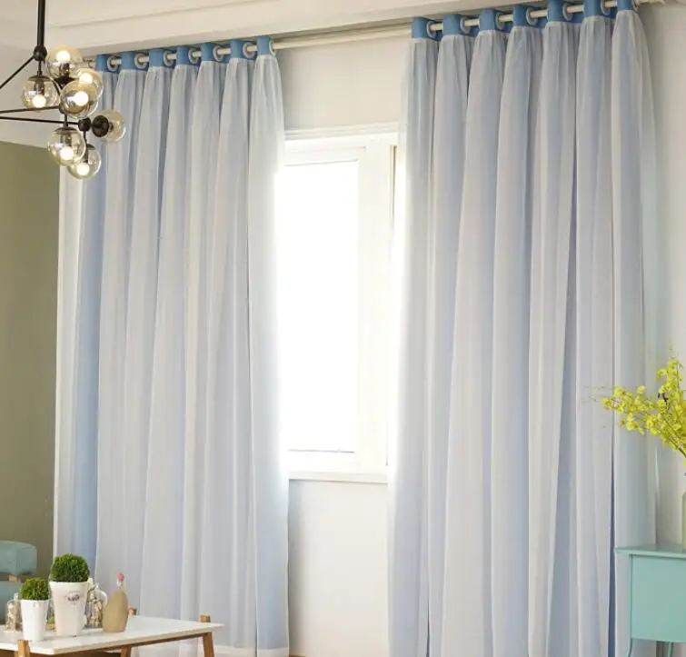 Fashion Double-Layer Thermal Insulated Blackout Curtains For Living Room Bedroom Window Decor Curtain Blinds Stitched Tulle