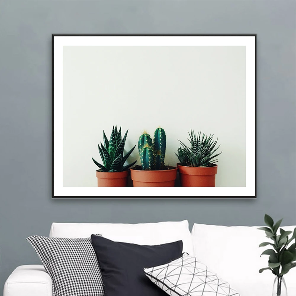 

Nordic Potted Plants Green Cactus Canvas Painting Wall Art Pictures Home Decoration Posters and Prints for Living Room