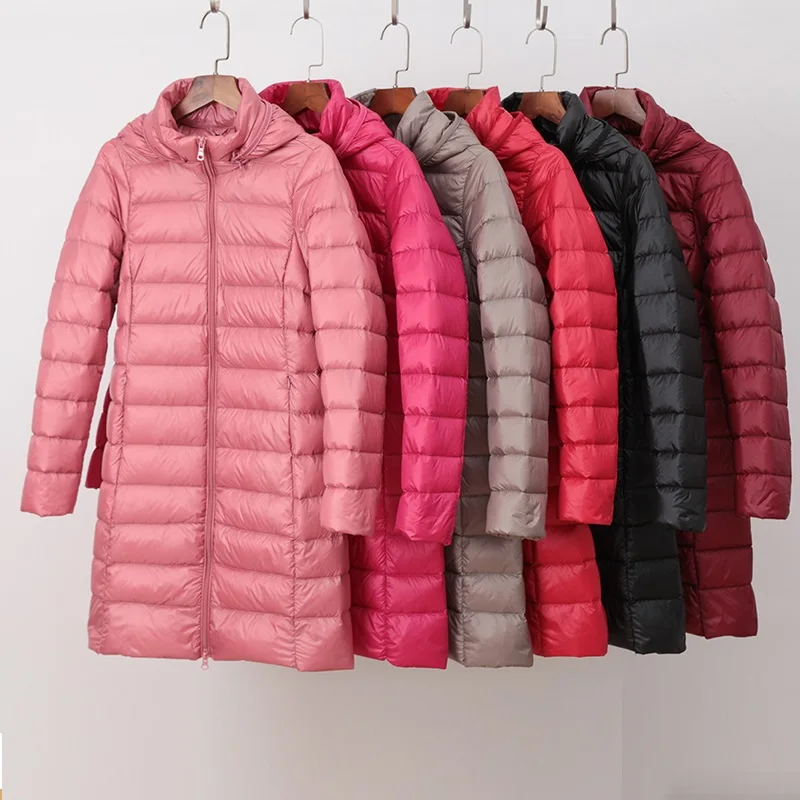 NewBang 5XL 4XL Hut Abnehmbare Starke Lange Unten Jacke Frauen Winter Ultra Licht Unten Jacke Frauen Mit Kapuze Daunen Mantel weibliche