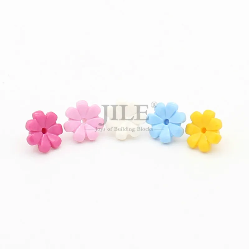 Moc Accessories Flower with 7 Thick Petals and Pin 32606 Friends Enlighten Building Blocks Bricks Compatible Assembles Particles