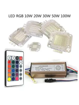 Led RGB Chip COB o wysokiej mocy lampa 10W 20W 30W 50W 100W 35mli Chip koraliki RGB sterownik Blubs Epistar dla reflektor DIY światło halogenowe