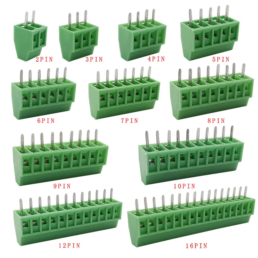 Conector de bloque de terminales de tornillo PCB de paso, 2,54mm/0,1 \