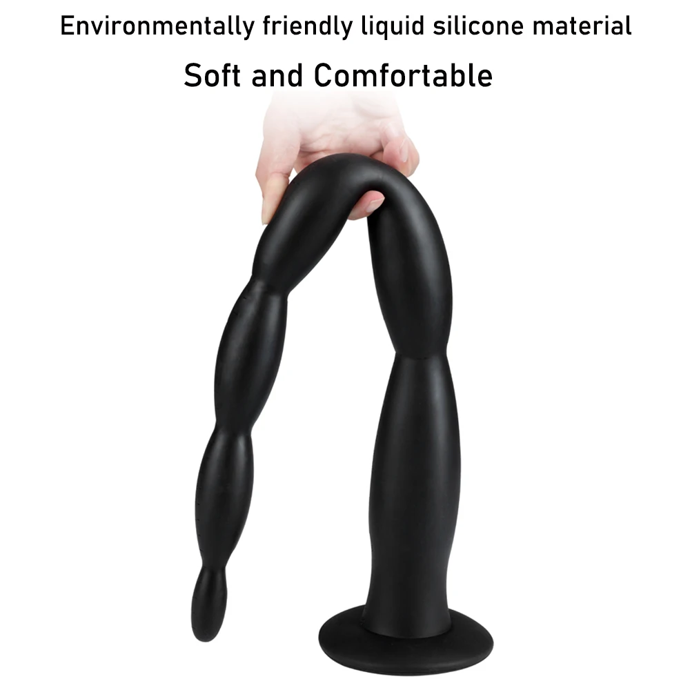 Super Long Liquid Silicone Anal Plug Dildos Stimulate Anus and Vagina Anal Sex Toys for Women and Men Soft Beaded Anal Dilator