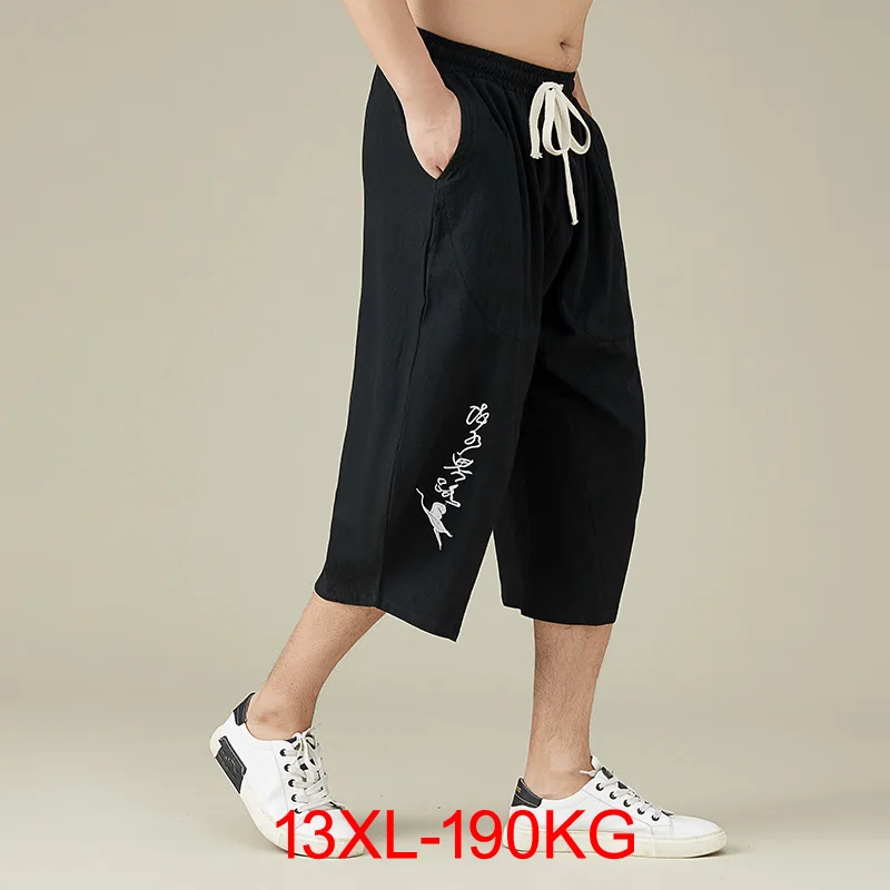 

Summer spring men vintage pants linen cotton chinese style pants plus size 13XL 7XL 8XL 9XL 10XL khaki Straight pants 190KG