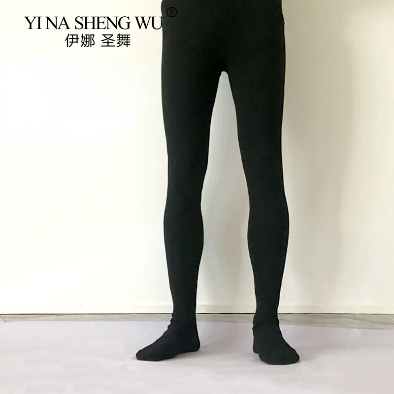 Mens Ballet Dance Tights Full Length Leggings Ballet Costume Practice Pants Pantyhose Cotton High Elastic Waistband Dancing Wear