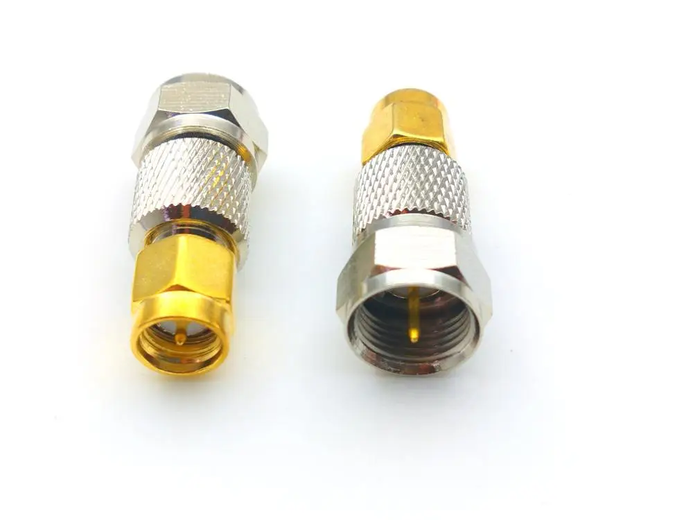 Imagem -03 - Bronze Sma Macho para tipo f Plugue Macho Adaptador de Plugue Reto f tv Macho para Sma Macho Conector Coaxial rf 50 Peças