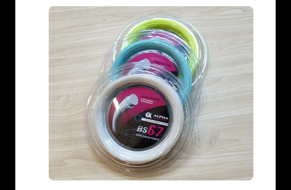 Alpha Badminton-Saite, 0,66 mm, Kugelnetz-Saite, 200 m Rollen, hohe Elastizität, 30 Pfund, BS67 – Detail 12