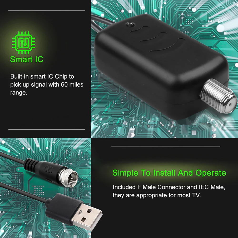 Kebidumei屋内デジタルDVB-T2テレビアンテナ3000マイル範囲4 18k 8 18k hdtv 1080 1080pレシーバーアンプブースターtvボックス車のアンテナ