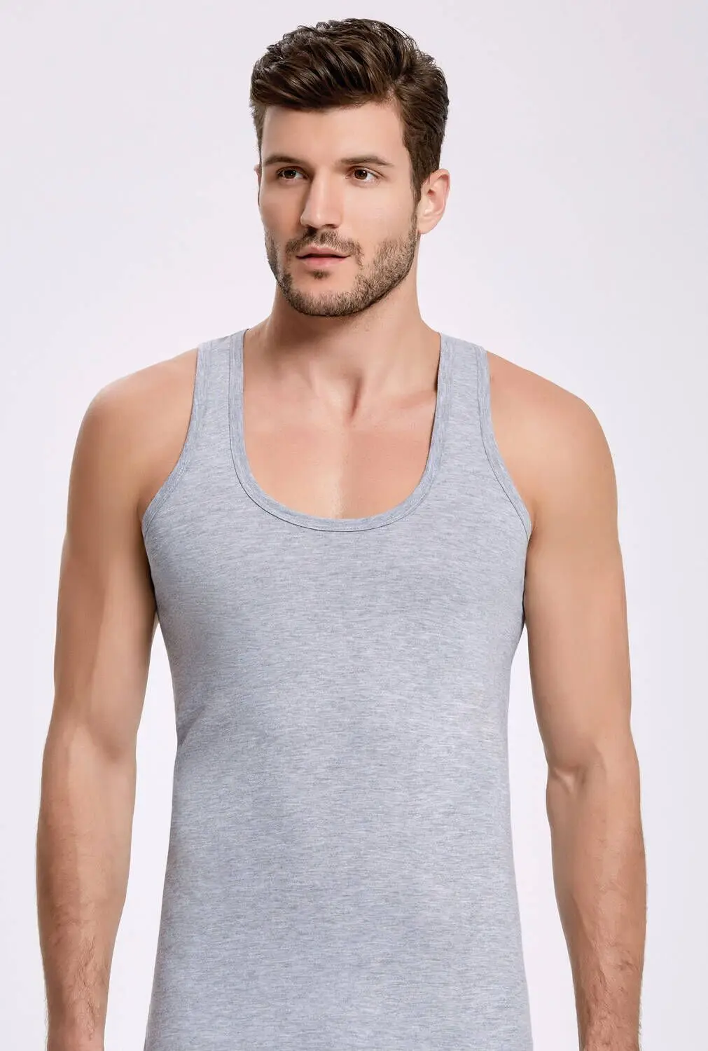 Principle 1028 Gray Single Jersey Male Undershirt 3 Pcs